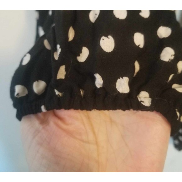 ONE SIZE Boho Black w/ White Polka Dots Rayon Wide Leg Flowy Palazzo Pants - Picture 9 of 12